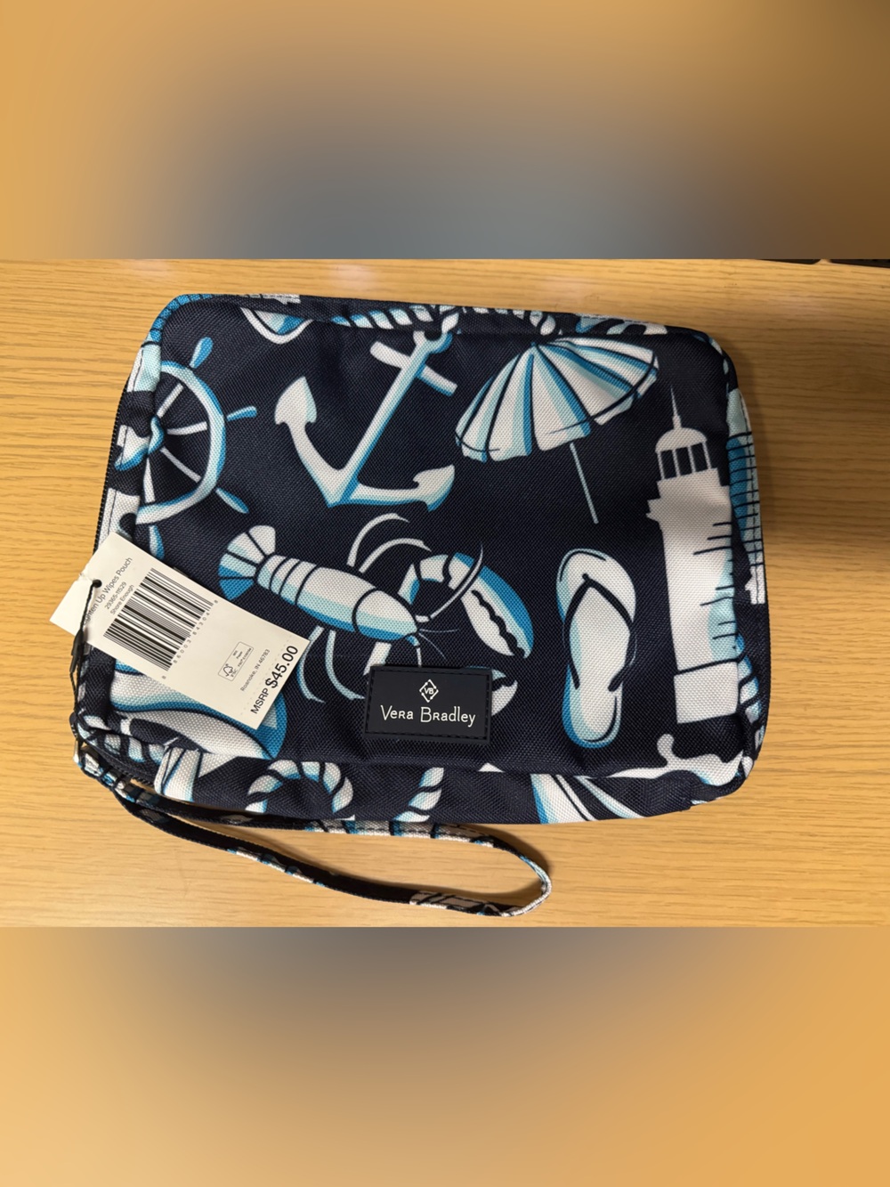Vera Bradley Navy with Light Blue & White Nautical Wipes Pouch